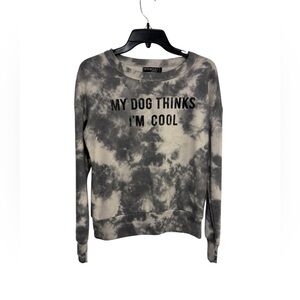 Fifth Sun Gray / White Tie-Dye Dog Lover Crewneck
